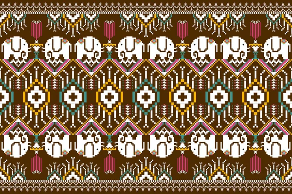 Beautiful Figure Tribal Ukrainian Geometric Ethnic Oriental Pattern Traditional Brown — Stockvektor