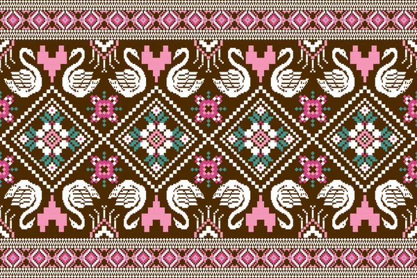 Mooi Figuur Tribal Geometrisch Etnisch Oosters Patroon Traditioneel Bruine Achtergrond — Stockvector