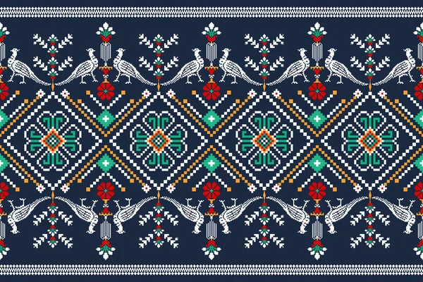 美しい図部族ウクライナの幾何学的な民族東洋のパターン伝統的な青の背景に アステカスタイルの刺繍抽象ベクトルイラスト テクスチャ ファブリック 印刷のためのデザイン — ストックベクタ
