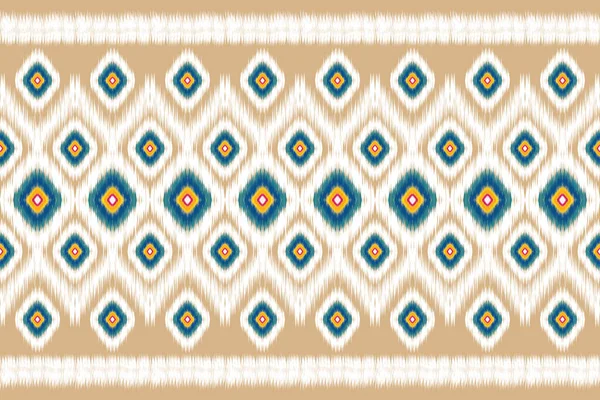 Thai Pattern Brown Background Geometric Ethnic Embroidery Abstract Vector Illustration — Stockvektor