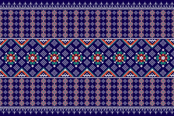 Beautiful Slavic Ornament Geometric Ethnic Oriental Pattern Traditional Blue Background — 스톡 벡터