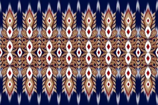 Schöne Ikat Figur Stamm Geometrische Ethnische Muster Traditionell Auf Blauem — Stockvektor