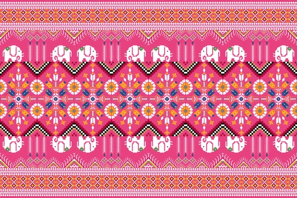 Beautiful Figure Tribal Ukrainian Geometric Ethnic Oriental Pattern Traditional Pink — Vector de stock