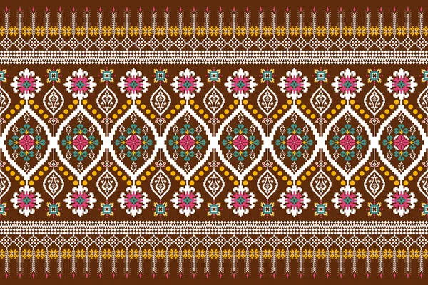 Beautiful Figure Tribal Ukrainian Geometric Ethnic Oriental Pattern Traditional Brown — Vetor de Stock