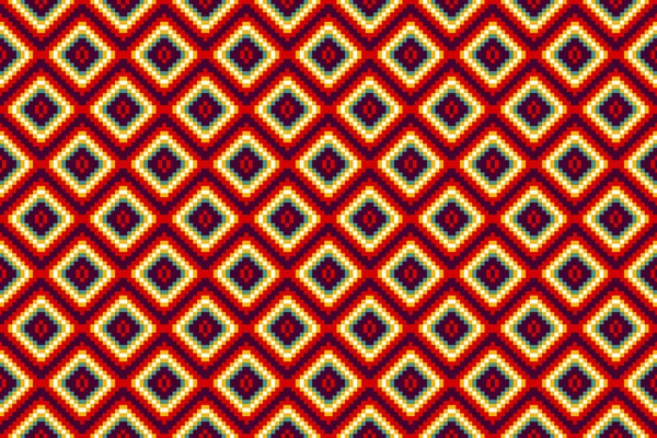 現代の幾何学的民族のシームレスなパターン 刺繍クロスステッチ Aztecスタイル抽象ベクトルのイラスト テクスチャ ファブリック ラッピング カーペットやプリントのためのデザイン — ストックベクタ