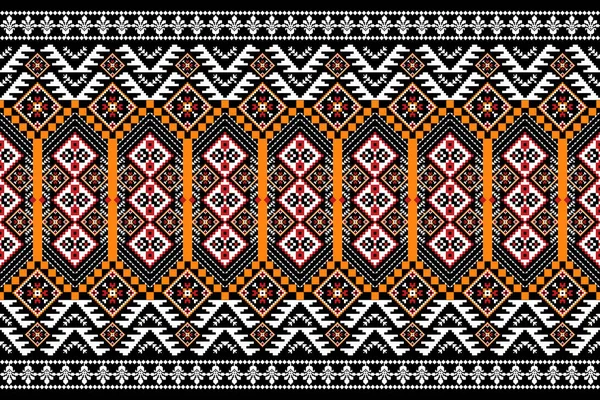 Krásná Postava Kmenové Ukrajinské Geometrické Orientální Vzor Tradiční Černém Pozadí — Stockový vektor