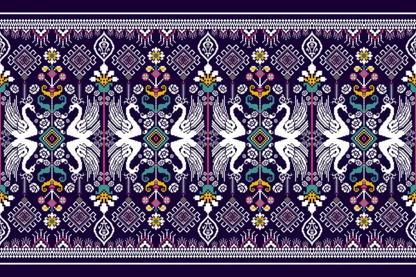 Beautiful Figure Tribal Ukrainian Geometric Ethnic Oriental Pattern Traditional Purple — Vetor de Stock