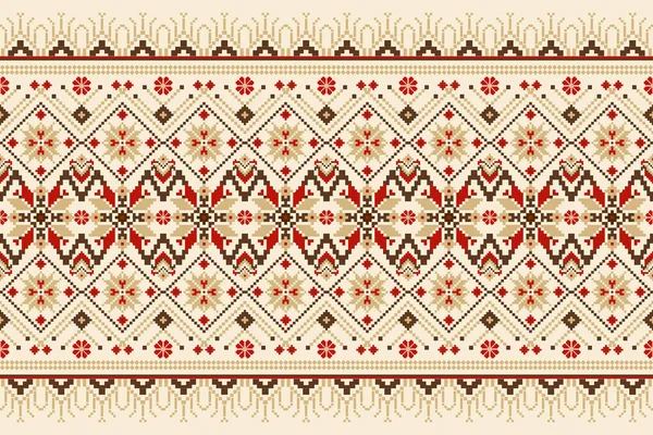 Beautiful Figure Tribal Ukrainian Geometric Ethnic Oriental Pattern Traditional Cream — Wektor stockowy