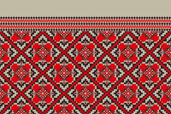 Beautiful Figure Tribal Ukrainian Geometric Ethnic Oriental Pattern Traditional Grey — Vettoriale Stock