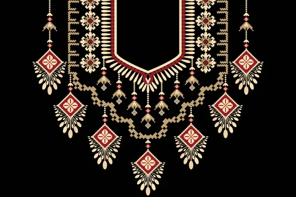 Belle Figure Tribale Géométrique Ethnique Collier Dentelle Motif Oriental Traditionnel — Image vectorielle