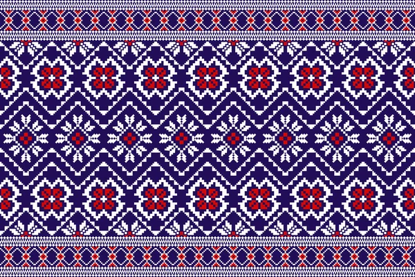 Beautiful Figure Tribal Ukrainian Geometric Ethnic Oriental Pattern Traditional Blue — Stockvektor