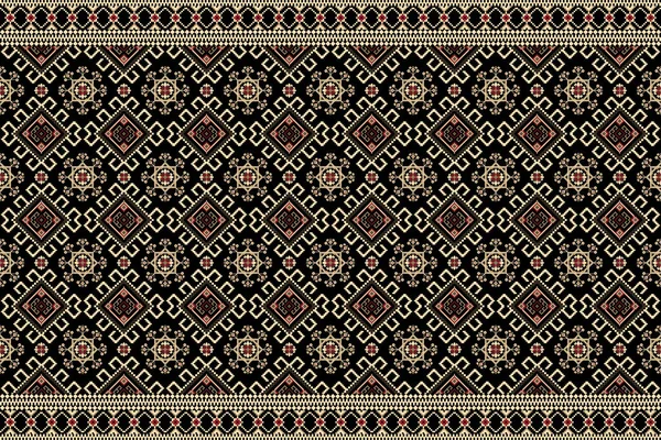 美しい図部族ウクライナの幾何学的な民族東洋のパターン伝統的な黒の背景に アステカスタイルの刺繍抽象的なベクトルのイラスト — ストックベクタ