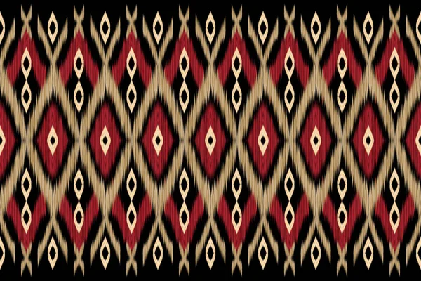 Bela Figura Tribal Ikat Padrão Étnico Geométrico Tradicional Background Red —  Vetores de Stock