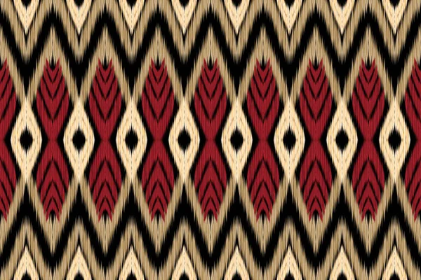 Hermosa Figura Tribal Ikat Patrón Étnico Geométrico Tradicional Background Red — Vector de stock