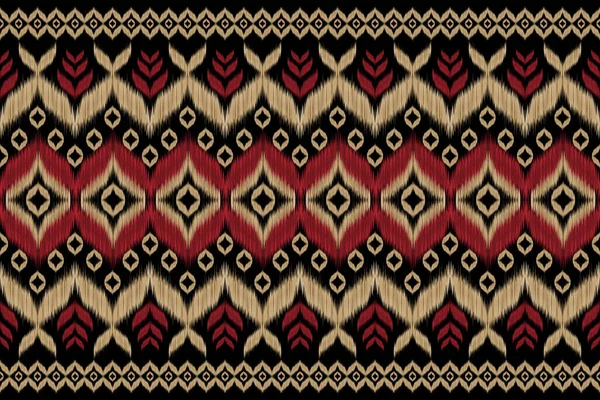 Bela Figura Tribal Ikat Padrão Étnico Geométrico Tradicional Background Red —  Vetores de Stock