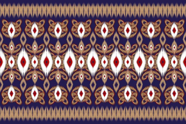 Mooi Figuur Tribal Ikat Geometrisch Etnisch Patroon Traditioneel Blauwe Achtergrond — Stockvector