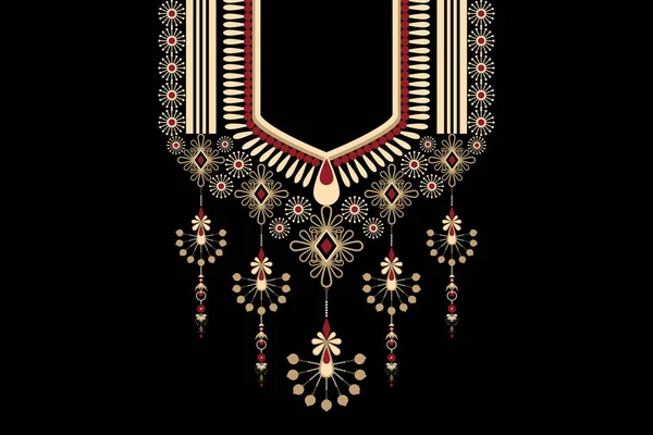 Прекрасна Фігура Індійська Геометрична Етнічна Колірна Сорочка Традиційна Чорному Фоні — стоковий вектор