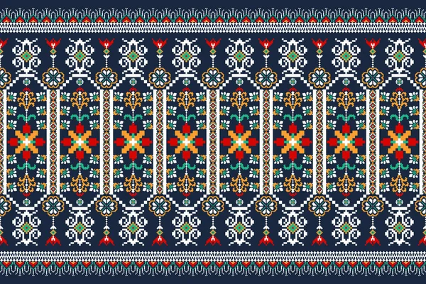 Beautiful Figure Tribal Ukrainian Geometric Ethnic Oriental Pattern Traditional Blue — Vetor de Stock