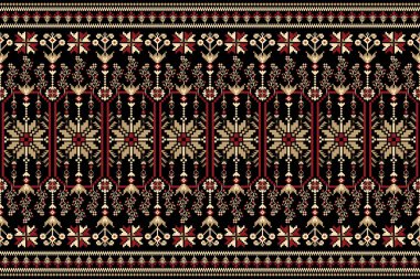 Güzel bir kabile figürü Ukrayna geometrik etnik oryantal desen geleneksel olarak siyah arkaplan üzerine işleme. desen, kumaş, giysi, ambalaj için tasarım..