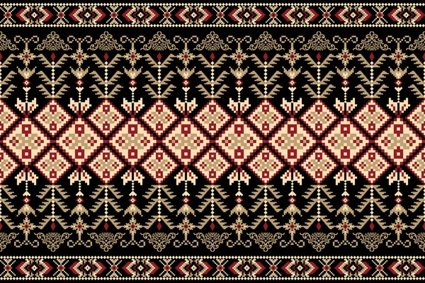 Krásná Postava Kmenové Ukrajinské Geometrické Orientální Vzor Tradiční Černém Pozadí — Stockový vektor