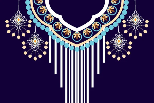 Hermosa Figura Tribal Indio Patrón Collar Floral Tradicional Sobre Fondo — Vector de stock