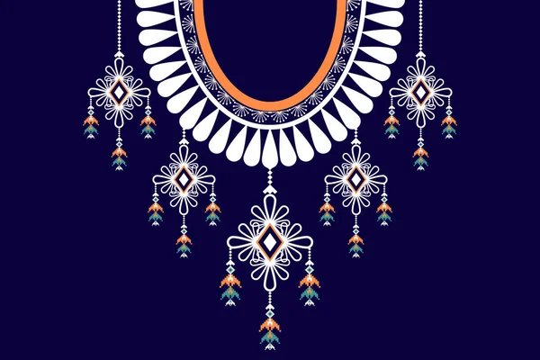 Belle Figure Tribale Indienne Motif Collier Floral Traditionnel Sur Fond — Image vectorielle