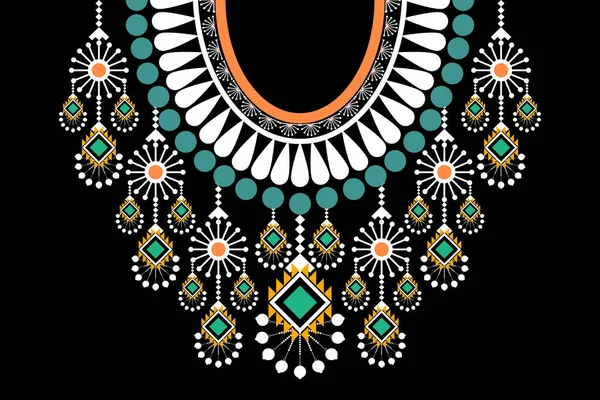 아름다운 부족의 기하학적 민족적 동양식의 목걸이 전통적 배경에 Aztec 스타일 — 스톡 벡터