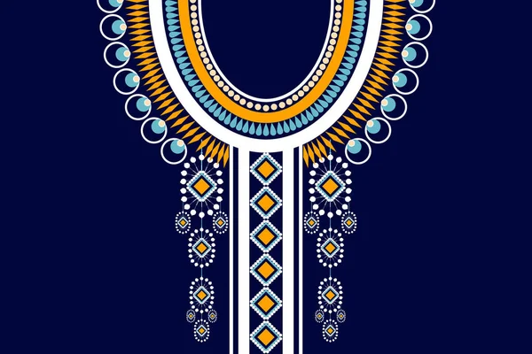 Krásná Postava Kmenové Indické Geometrické Etnický Náhrdelník Vzor Tradiční Modrém — Stockový vektor