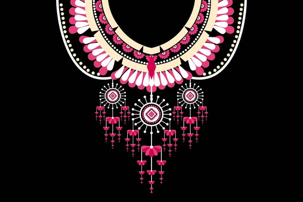 Beautiful Figure Tribal Indian Geometric Ethnic Necklace Pattern Traditional Black — Stock Vector