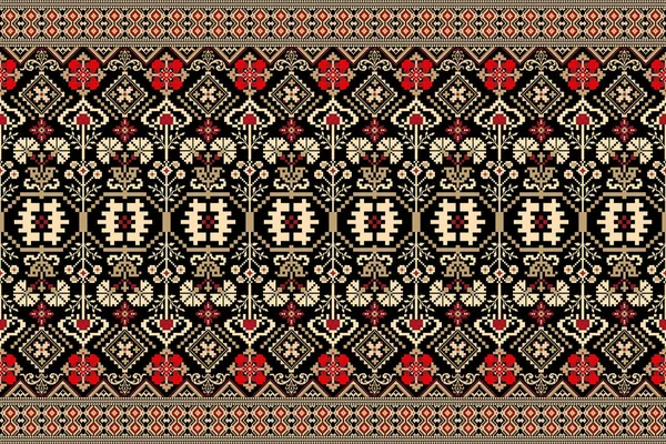Όμορφη Φιγούρα Φυλή Ινδική Γεωμετρική Ανατολίτικη Μοτίβο Παραδοσιακό Μαύρο Φόντο — Διανυσματικό Αρχείο