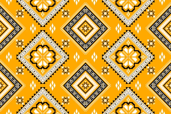 美しい図部族インドネシアの幾何学的な民族東洋のオレンジ色の背景にシームレスなパターン アステカスタイルの刺繍抽象ベクトルのイラスト テクスチャ ファブリック 印刷のためのデザイン — ストックベクタ