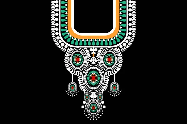 Krásná Postava Kmenové Indické Geometrické Etnické Květinové Náhrdelník Vzor Tradiční — Stockový vektor