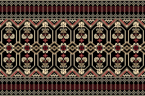Όμορφη Φιγούρα Φυλή Ουκρανικό Γεωμετρικό Ανατολίτικο Μοτίβο Παραδοσιακό Μαύρο Φόντο — Διανυσματικό Αρχείο