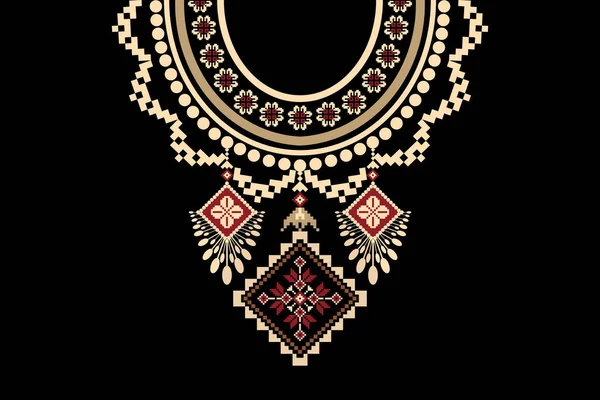 Belle Figure Collier Tribal Motif Ethnique Géométrique Floral Traditionnel Sur — Image vectorielle