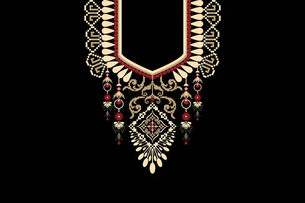 Hermosa Figura Tribal Collar Floral Geométrico Patrón Étnico Tradicional Sobre — Vector de stock
