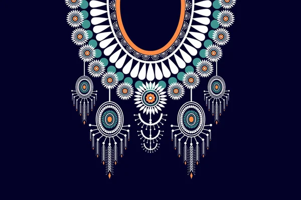 Hermosa Figura Tribal Indio Patrón Collar Floral Tradicional Sobre Fondo — Archivo Imágenes Vectoriales