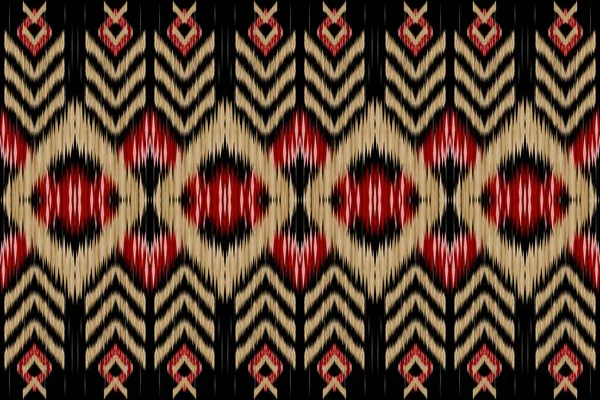 黒の背景に伝統的な美しい図部族イカット幾何学的な民族パターン アステカスタイルの刺繍抽象ベクトルイラスト テクスチャ ファブリック カーペットのためのデザイン — ストックベクタ