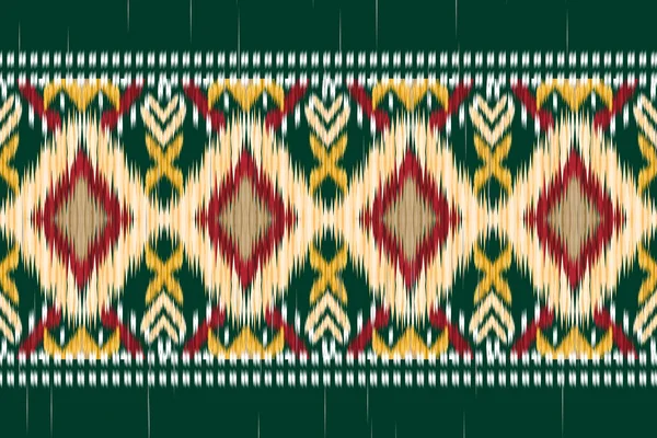 Mooie Figuur Tribal Indiase Geometrische Etnische Ikat Patroon Traditioneel Groene — Stockvector