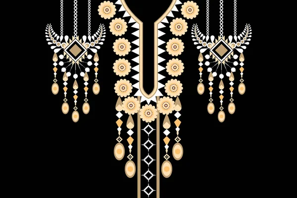 Schöne Figur Stamm Indischen Geometrischen Ethnischen Halskette Blumenmuster Traditionell Auf — Stockvektor