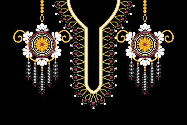 Belle Figure Tribale Collier Indien Motif Floral Traditionnel Sur Fond — Image vectorielle