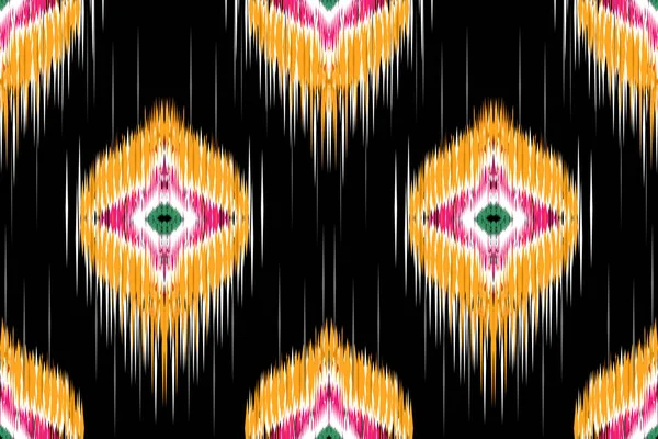 美しい図部族インディアンIkatシームレスなパターン黒の背景に伝統的なパターン Aztecスタイルの刺繍抽象ベクトルのイラスト テクスチャ ファブリック ラッピング カーペットのためのデザイン — ストックベクタ