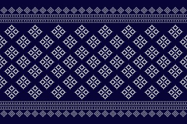 Güzel figür Tayland geometrik kalıpları geleneksel arka plan. Mavi ve beyaz ton.Mavi ve beyaz ton. Soyut vektör çizimi. Doku, kumaş, giysi, ambalaj, halı için tasarım.