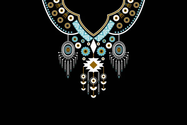 Hermosa Figura Tribal Geométrica Étnica Collar Patrón Floral Tradicional Sobre — Archivo Imágenes Vectoriales