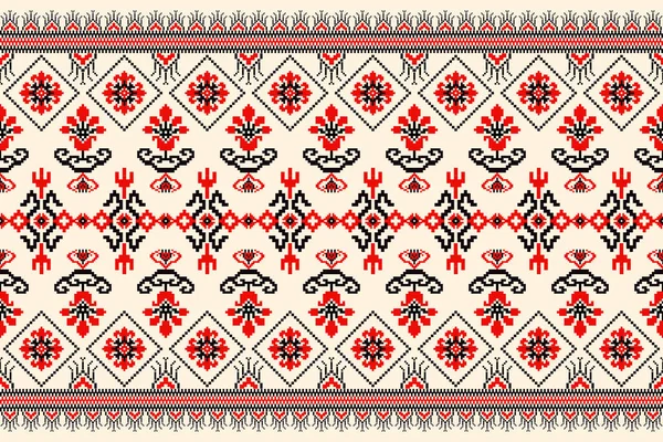 Beautiful Figure Tribal Ukrainian Geometric Ethnic Oriental Pattern Traditional Cream — Stock Vector