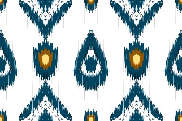 美しい図部族アフリカのイカットシームレスなパターン伝統的な白の背景に Aztecスタイルの刺繍抽象的なベクトルのイラスト — ストックベクタ