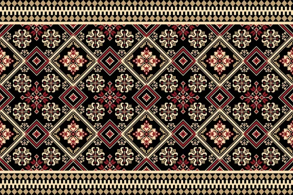 Schöne Figur Stammesarabeske Geometrische Ethnische Orientalische Muster Traditionell Auf Schwarzem — Stockvektor