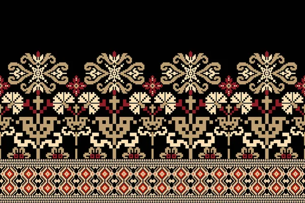 美丽的人物形象印度尼西亚部落几何东方图案传统的黑色背景 阿兹特克风格 矢量插图 纹理设计 — 图库矢量图片