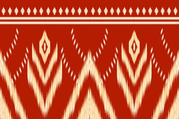 美しい図部族タイのイカットパターン伝統的な背景 赤とクリームトーン Aztecスタイル ベクトルイラスト テクスチャ ファブリック カーペット用のデザイン — ストックベクタ