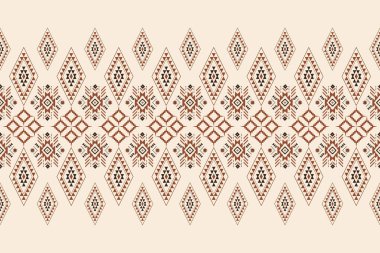 Krem zemin üzerinde geleneksel Afrika kabile geometrik etnik desen. Nakış, soyut, vektör çizimi. Doku, kumaş, giysi, ambalaj, baskı için tasarım.