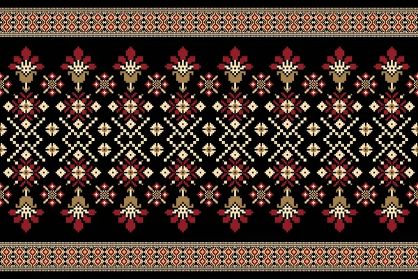 美丽的人物形象埃及部落几何东方图案传统的黑色背景 阿兹特克风格 矢量插图 纹理设计 — 图库矢量图片